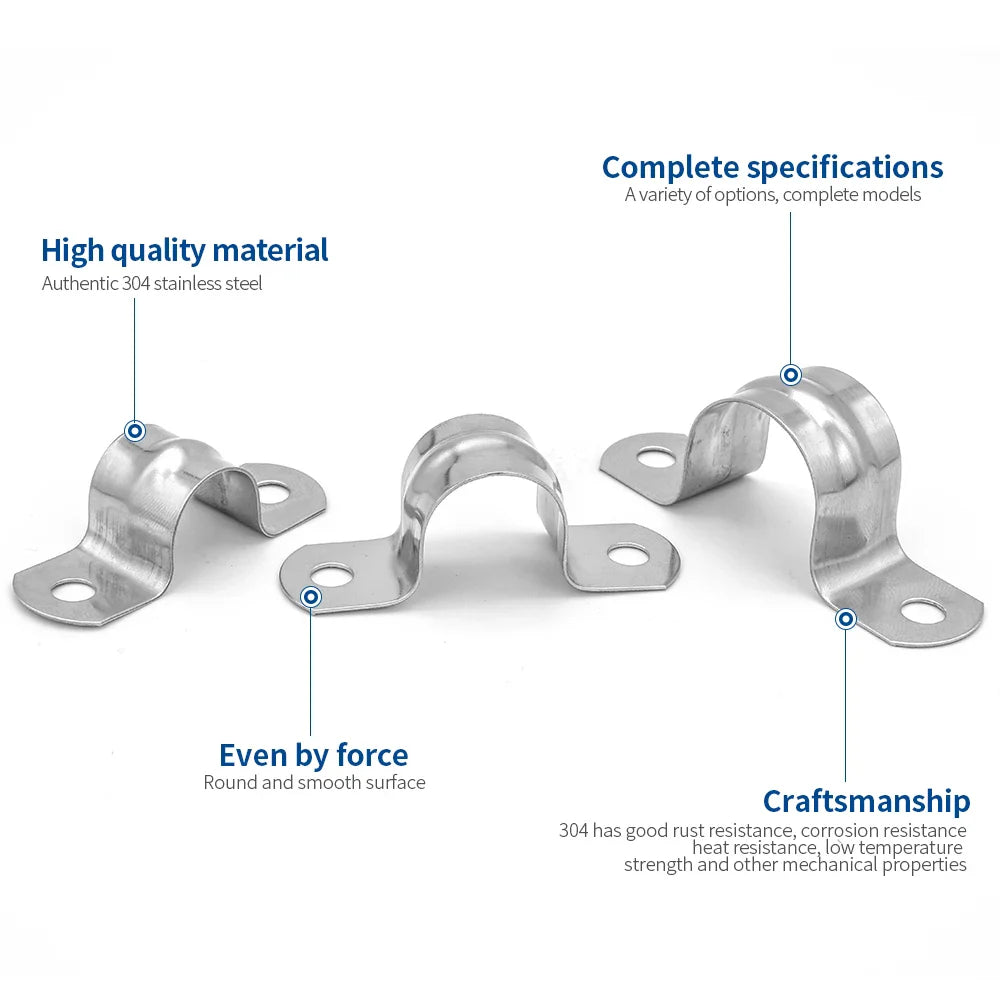 NINDEJIN U Shape Pipe Clamps | 304 Stainless Steel Two Hole Strap Conduit Tube Clip