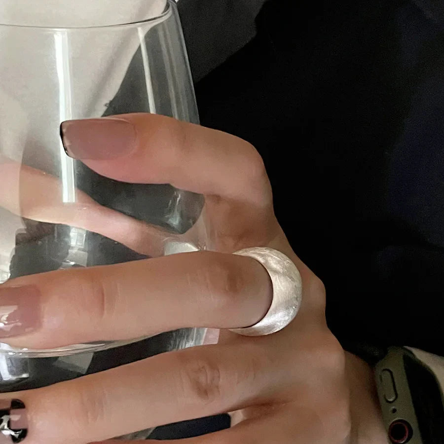925 Sterling Silver Tellipse Geometry Sanding Simple Rings For Women Couple Engagement Luxury Jewelry Accessories Jewellery