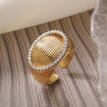NEWBUY Luxury AAA Cubic Zirconia Pave Setting Copper Wedding Jewelry Delicate Geometric Open Rings For Elegant Women
