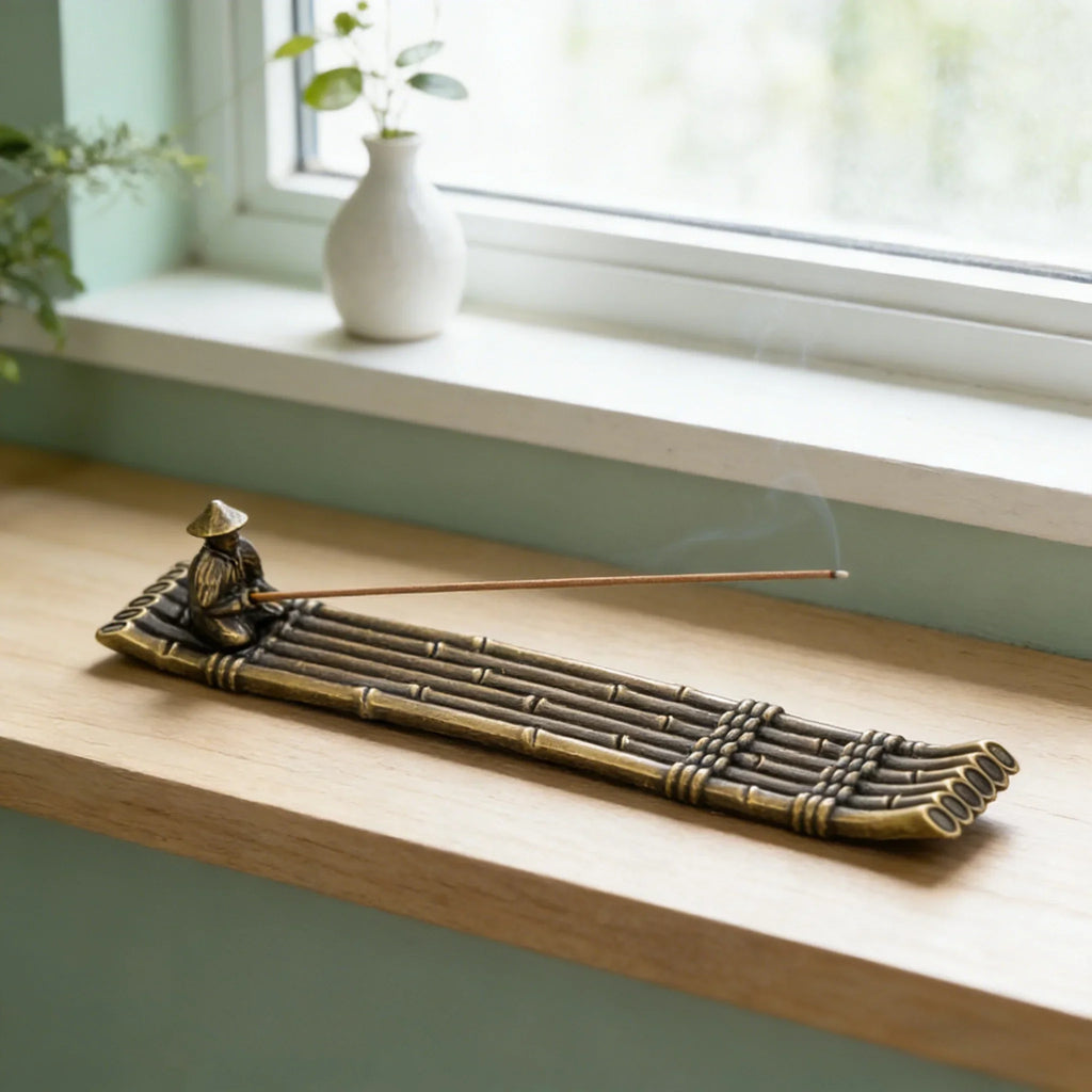 Creative Incense Holder Boat | Old Men Fishing Japanese Style Incense Stick Burner