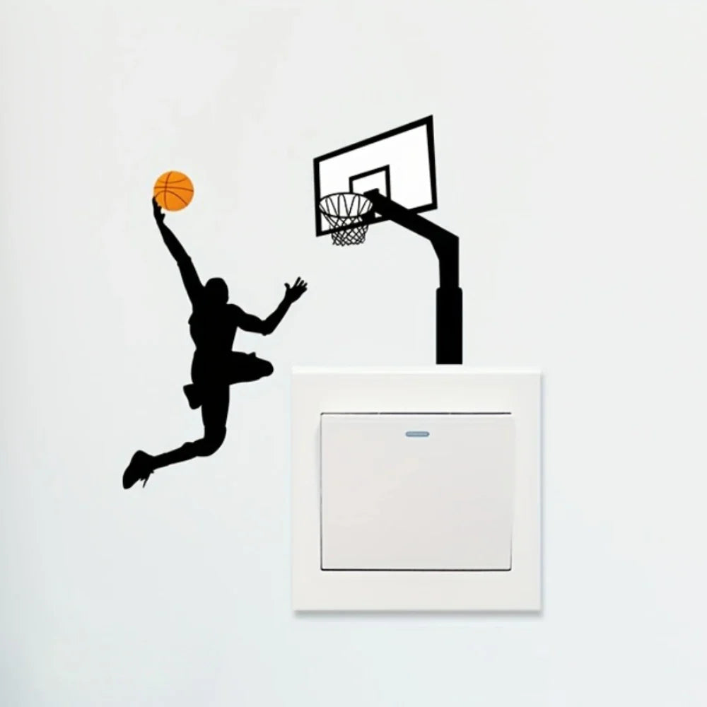 Basketball Player Light Switch Stickers | Waterproof Vinyl Wall Decals for Bedroom and Living Room