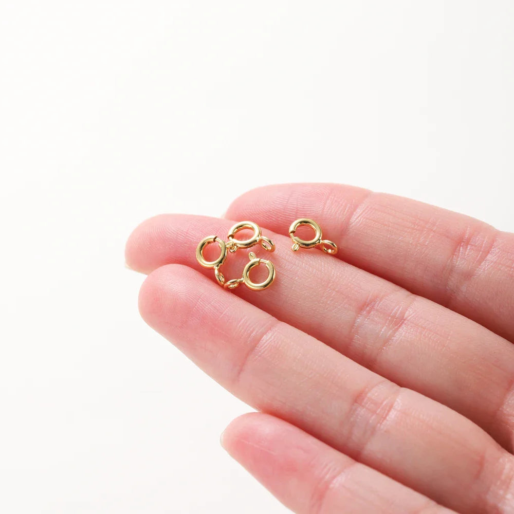 10pcs/ 14K 18K Gold Round Spring Clasp With Jump Ring Open Connect Clasp For DIY Jewelry Necklace Chain Making Accessories