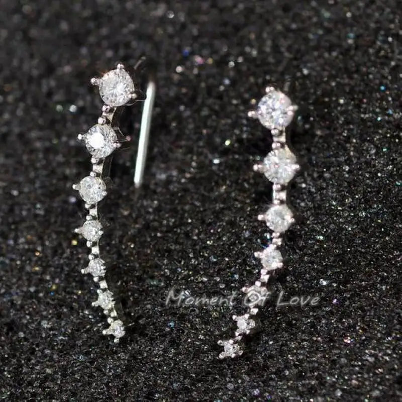 Korean Fashion Seven Star Zircon Earrings | Luxury Crystal Stars Stud Earrings