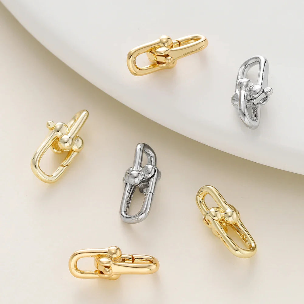 2Pcs/Pack 14/18K Gold Plated Spring Clasps Brass U Shape Lobster Clasp Connector for DIY Jewelry Bracelet Making Accessories