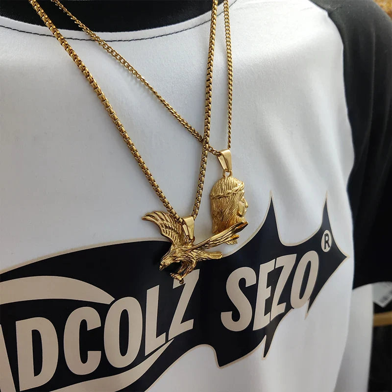 18K Gold Plated Stainless Steel Eagle Pendant, Eye catching, Must - have for Hip Hop Lovers, Suits Nightclubs & Casual Outfits