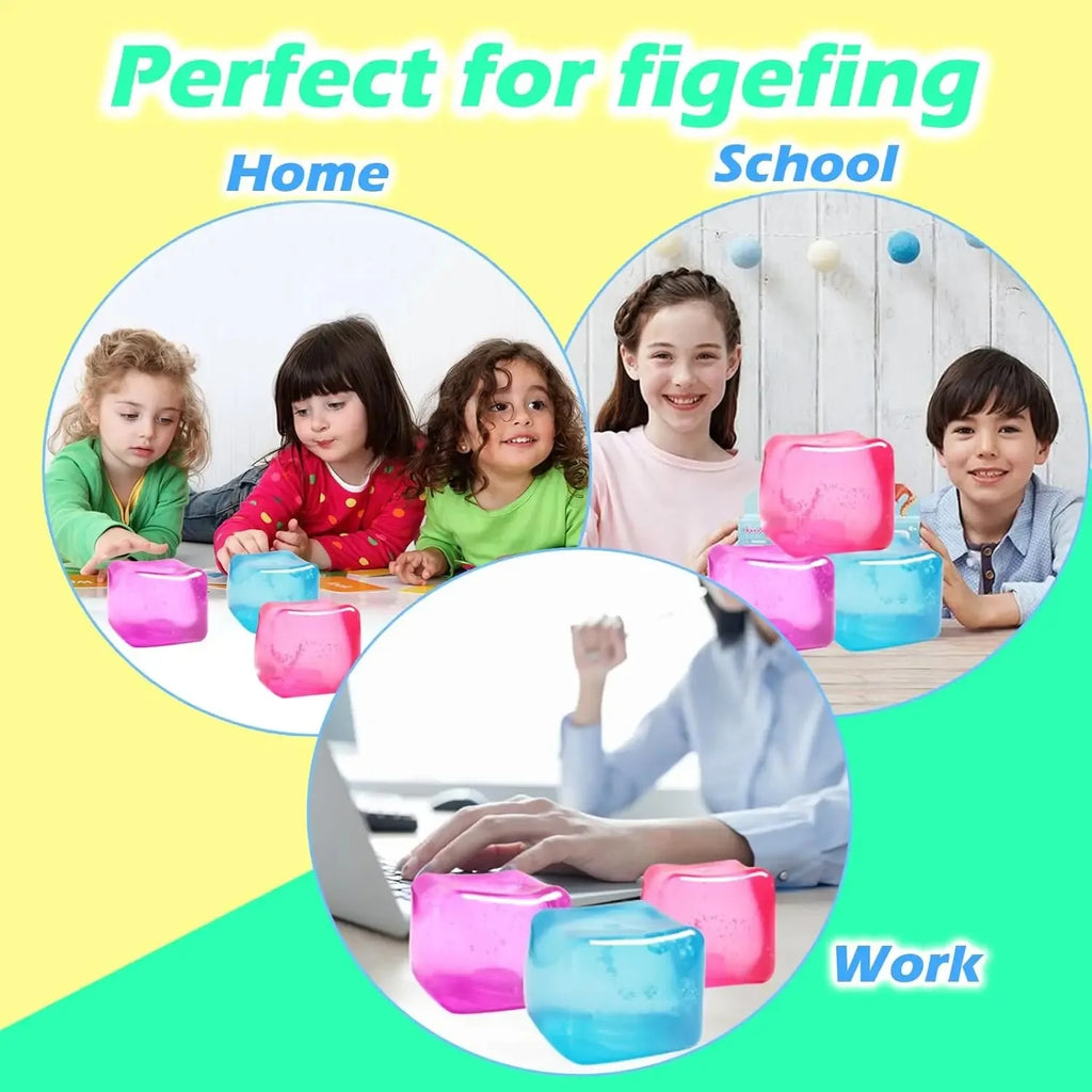 High Density Gel Ice Cube Squeeze Toy | Decompression Stress Relief Fidget
