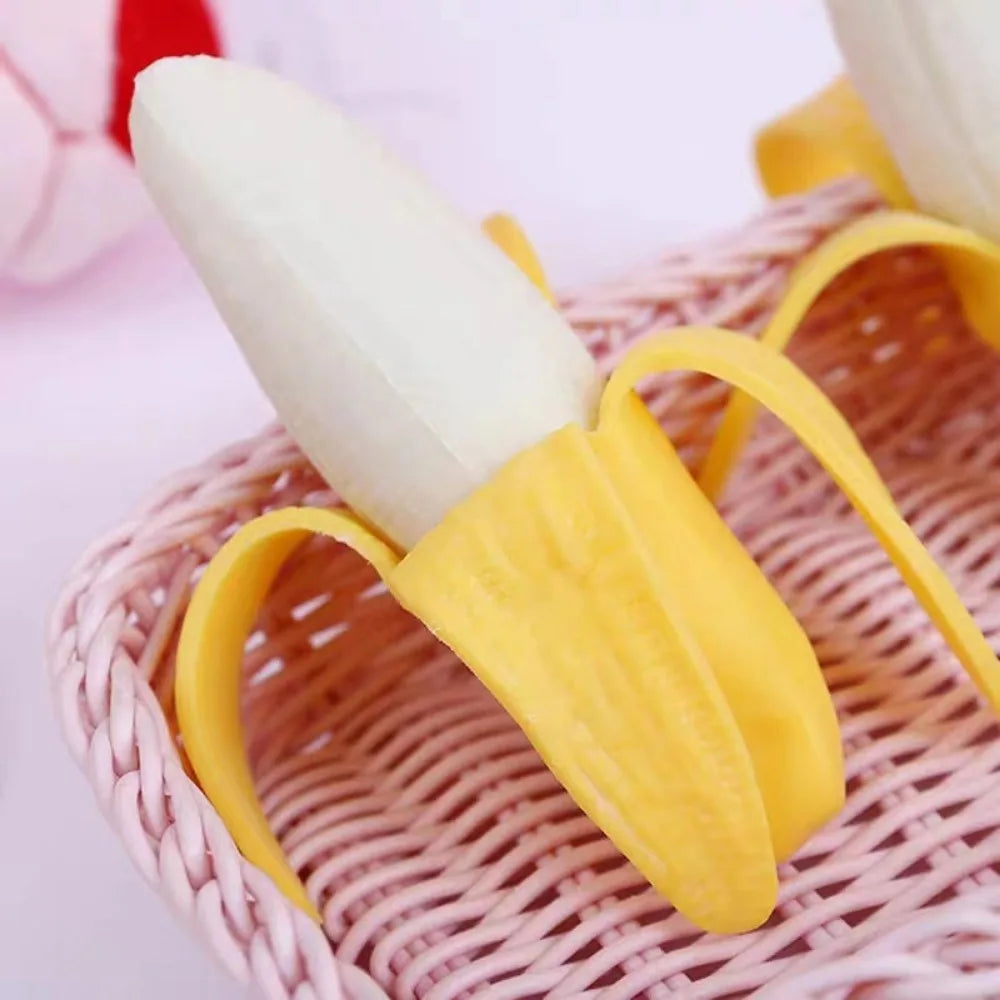 Peeled Banana Stress Ball | Cute Fruit Squishy Fidget Toy for Anxiety Relief