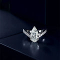 925 Sterling Silver New Light Luxury Water Drop Cube Zirconia Ring Engagement Personalized Fashion Crystal Party Jewelry Gift