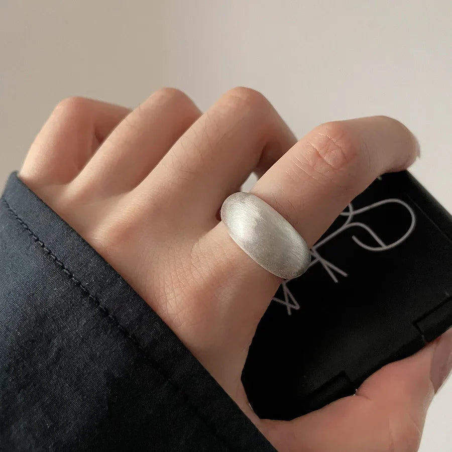 925 Sterling Silver Tellipse Geometry Sanding Simple Rings For Women Couple Engagement Luxury Jewelry Accessories Jewellery