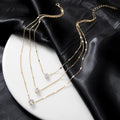 Multi-layer Five-pointed Star Heart Shape Water Drop Pendant Chain Necklace Alloy Material Glass Collarbone Chain Sexy Women New