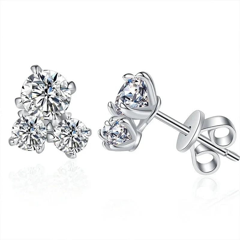 NeeTim All D VVS1 Moissanite Stud Earrings for Woman Wedding Jewely 925 Sterling Sliver with white Gold Plated Studs Earring
