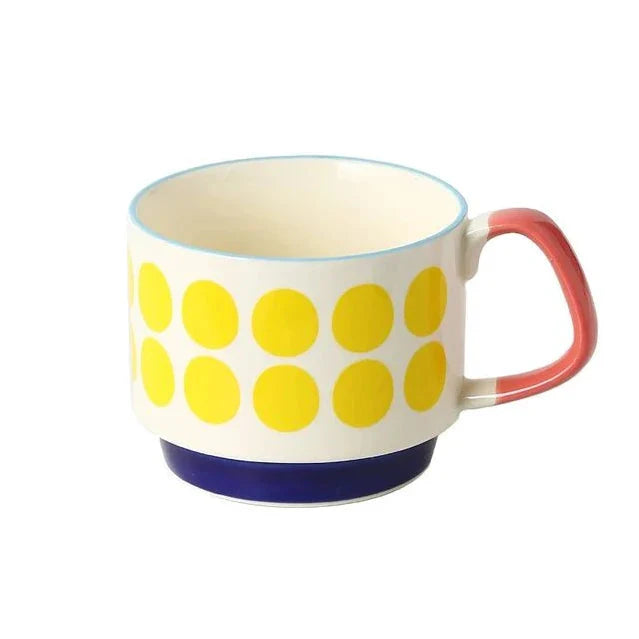 Japanese Flower Coffee Mug Set – Retro Ceramic Cup