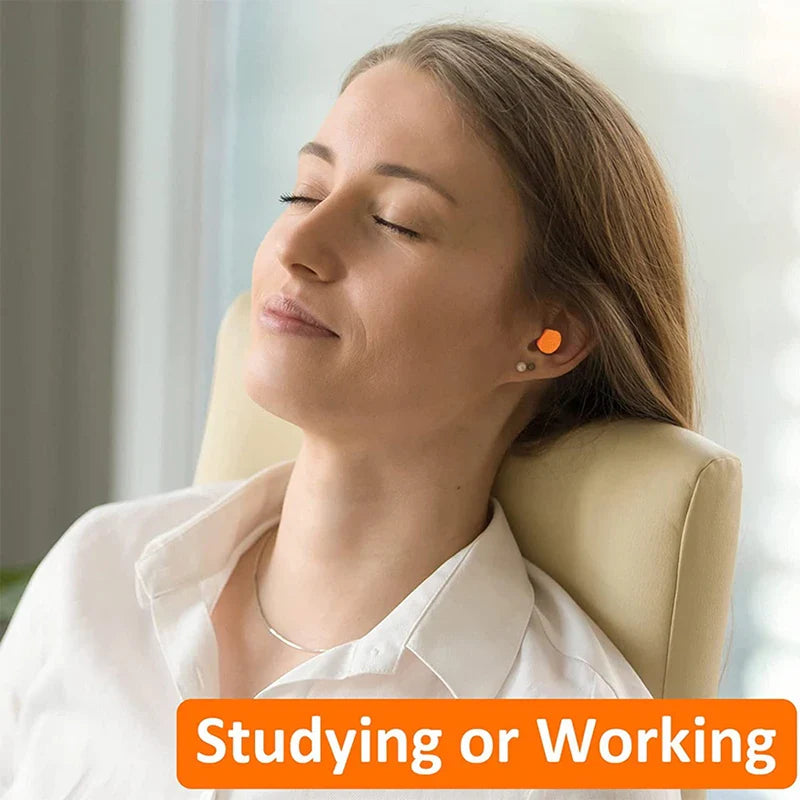 10 Pairs Soft Orange Foam Ear Plugs | Tapered Noise Reduction for Sleep and Travel