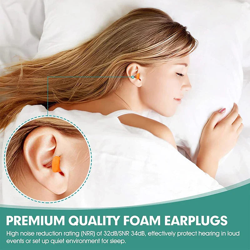 20 Pairs Soft Foam Ear Plugs | Noise Reduction for Sleep and Travel