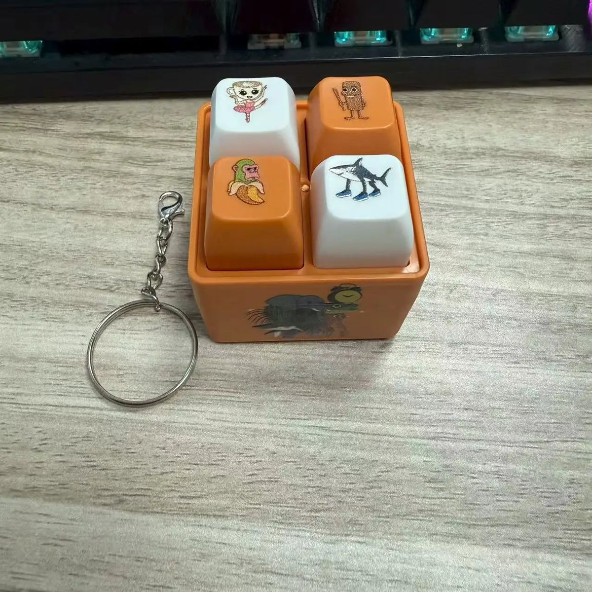 Italian Brainrot 4-Key Keyboard Fidget Toy | Stress Relief Keychain with Sound and Light