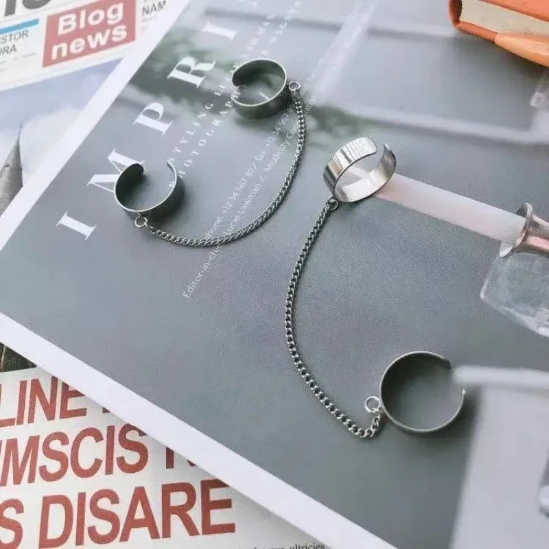 Double Ring Integrated Chain Opening Adjustable Titanium Steel Does Not Fade Bungee Hop Hip Hop Masculinity Retro Super Cool