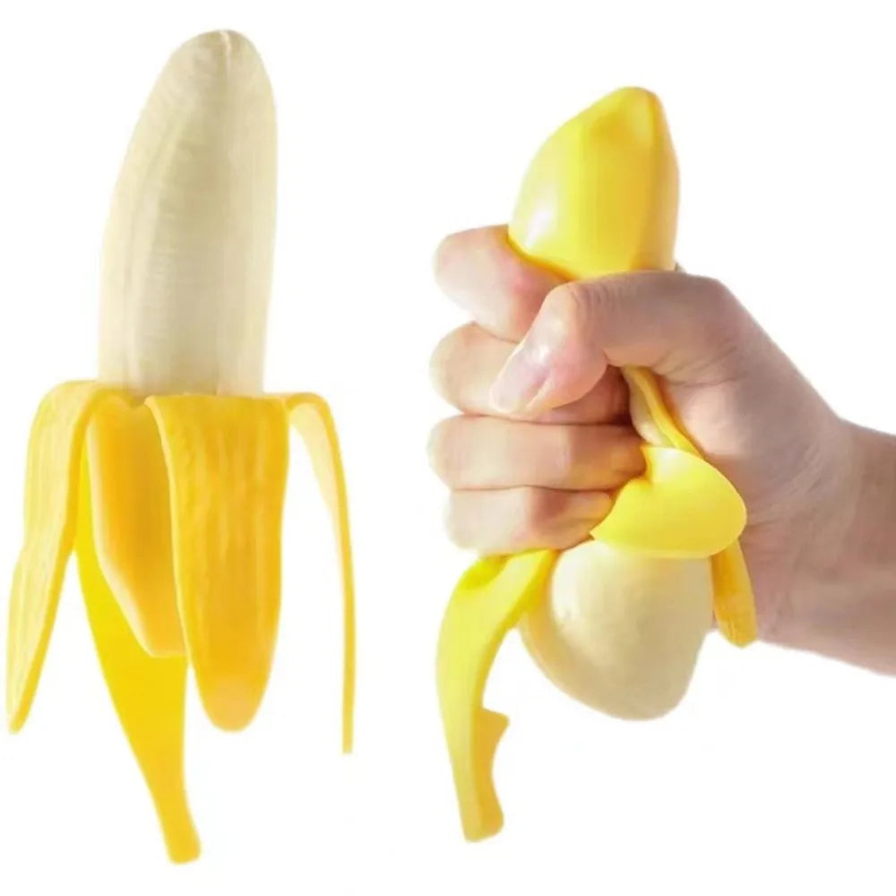 Peeled Banana Stress Ball | Cute Fruit Squishy Fidget Toy for Anxiety Relief