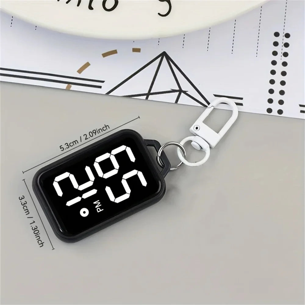 1PC LED Keychain Pocket Watch Digital Display Electronic Watch Student Backpacks Keys Pendant Cartoon Small Hanging Watch Gift