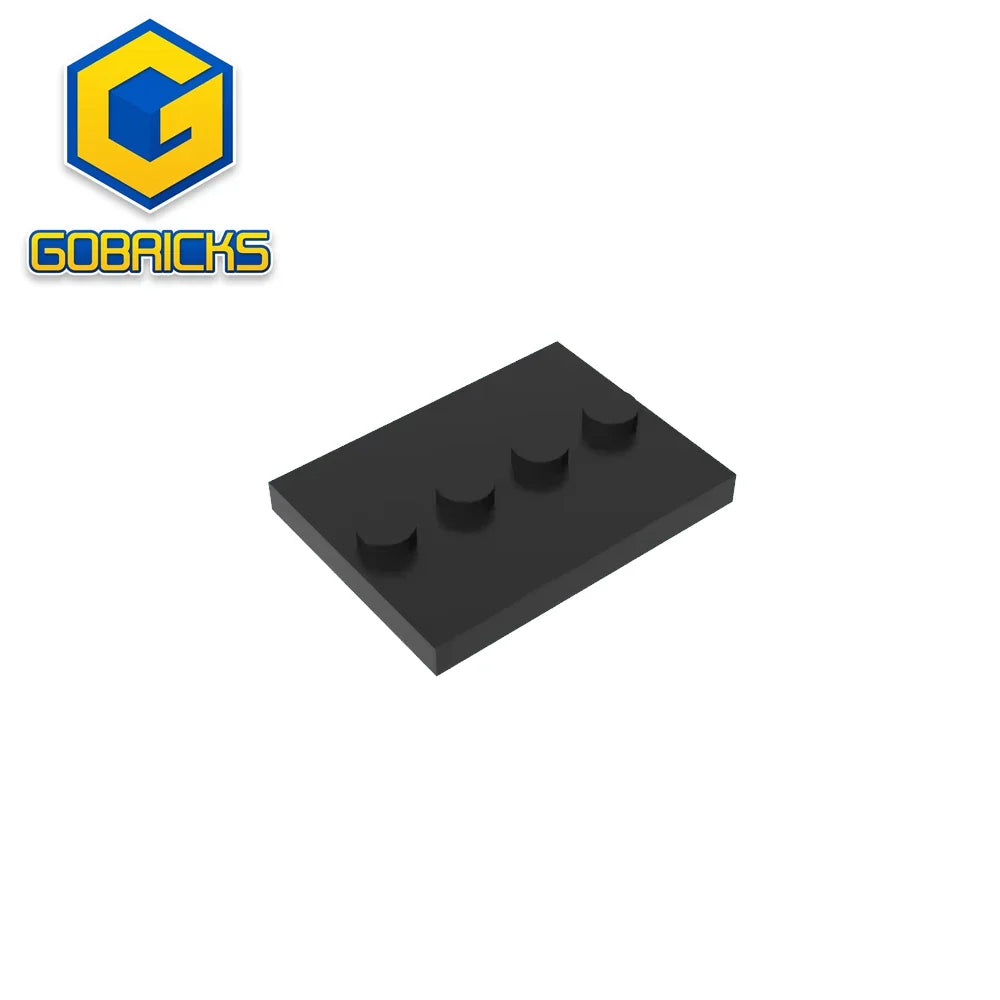 Gobricks GDS-980 Tile, Modified 3 x 4 with 4 Studs in Center | Compatible Building Block for DIY and MOC
