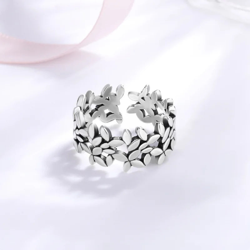 925 Sterling Silver Ring Small Leaf Plant Rings For Women Engagement Wedding Luxury Jewelry Cheap Things With