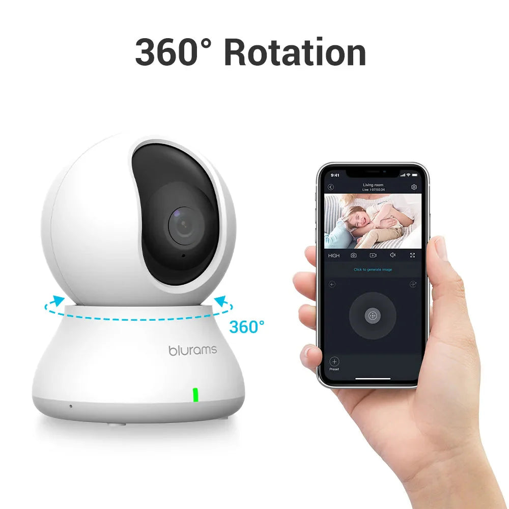 Blurams 2K 360° WiFi Indoor Security Camera with PTZ