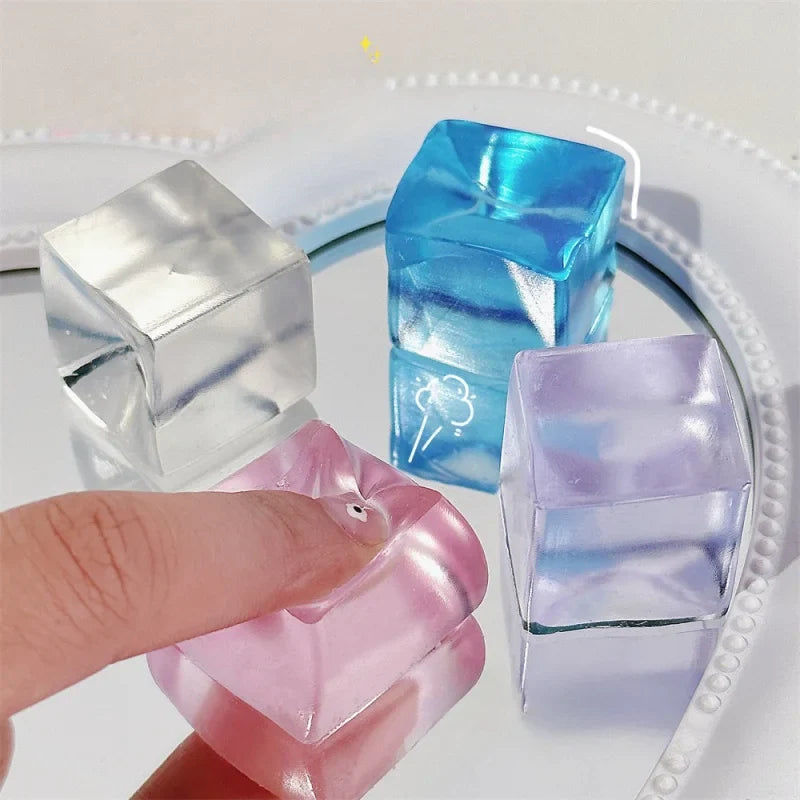 Mini Ice Cube Squishy Toys Set | 15PCS Transparent Stress Relief Squeeze Cubes