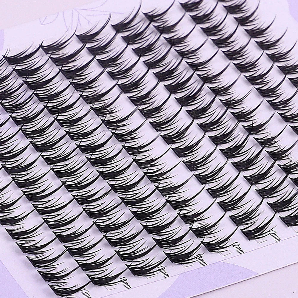 160 Pcs Wheat-Ear Shape Fake Eyelashes | Fine Stem DIY Eyelash Extension Clusters
