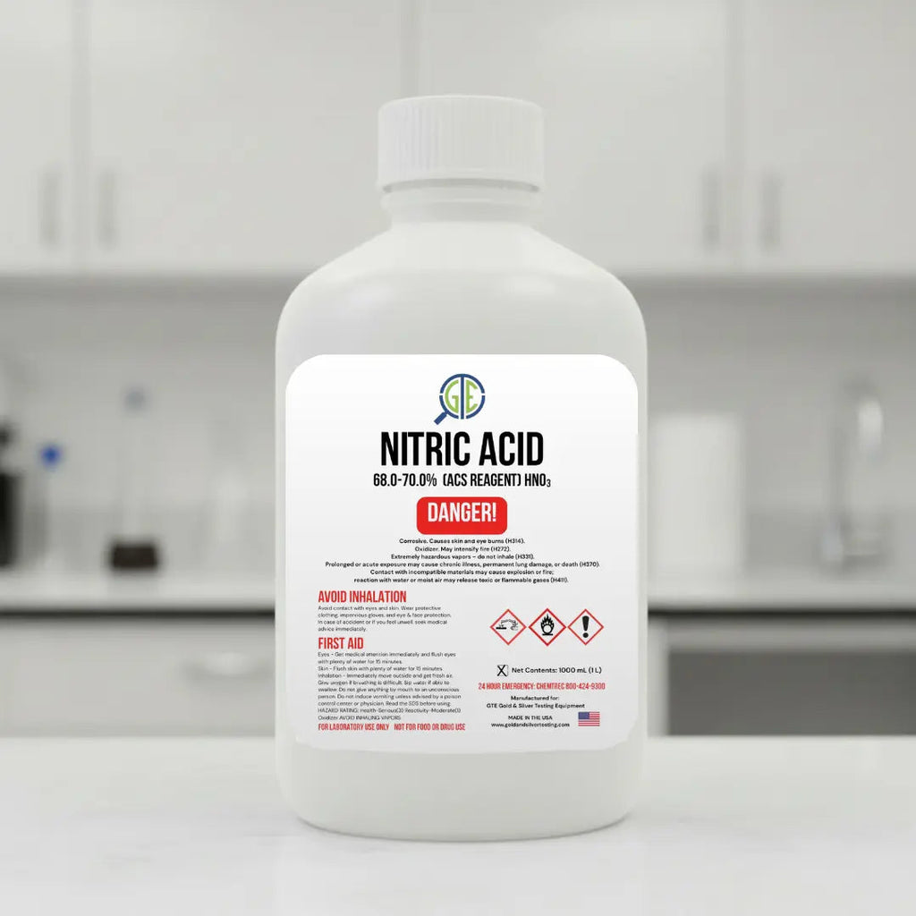 Nitric Acid 70% for Gold Refining – ACS Reagent Grade 32oz -Higher Purity Concentrated Acid for Gold Refining & Recovery