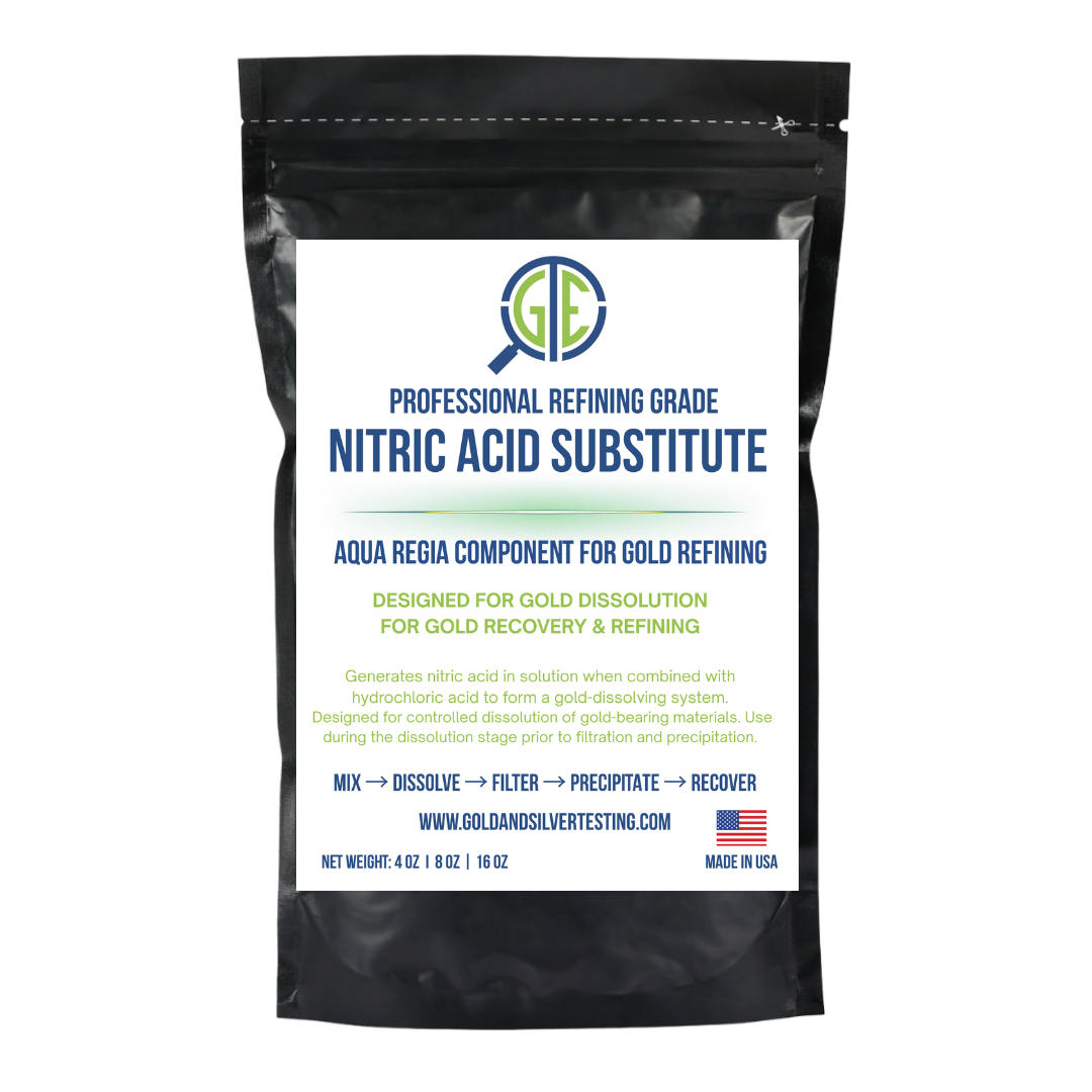 JSP & GTE Nitric Acid Substitute Sodium Nitrate for Gold Refining & Recovery - Reagent Grade (4 oz, 8 oz , & 16 oz bag)