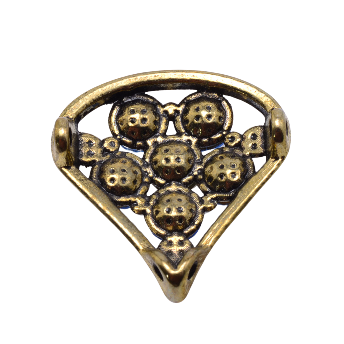 Sapphire Blue Crystal Rhinestone Flower Pendant - Base Metal with Iridescent Center 23mm