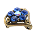 Sapphire Blue Crystal Rhinestone Flower Pendant - Base Metal with Iridescent Center 23mm