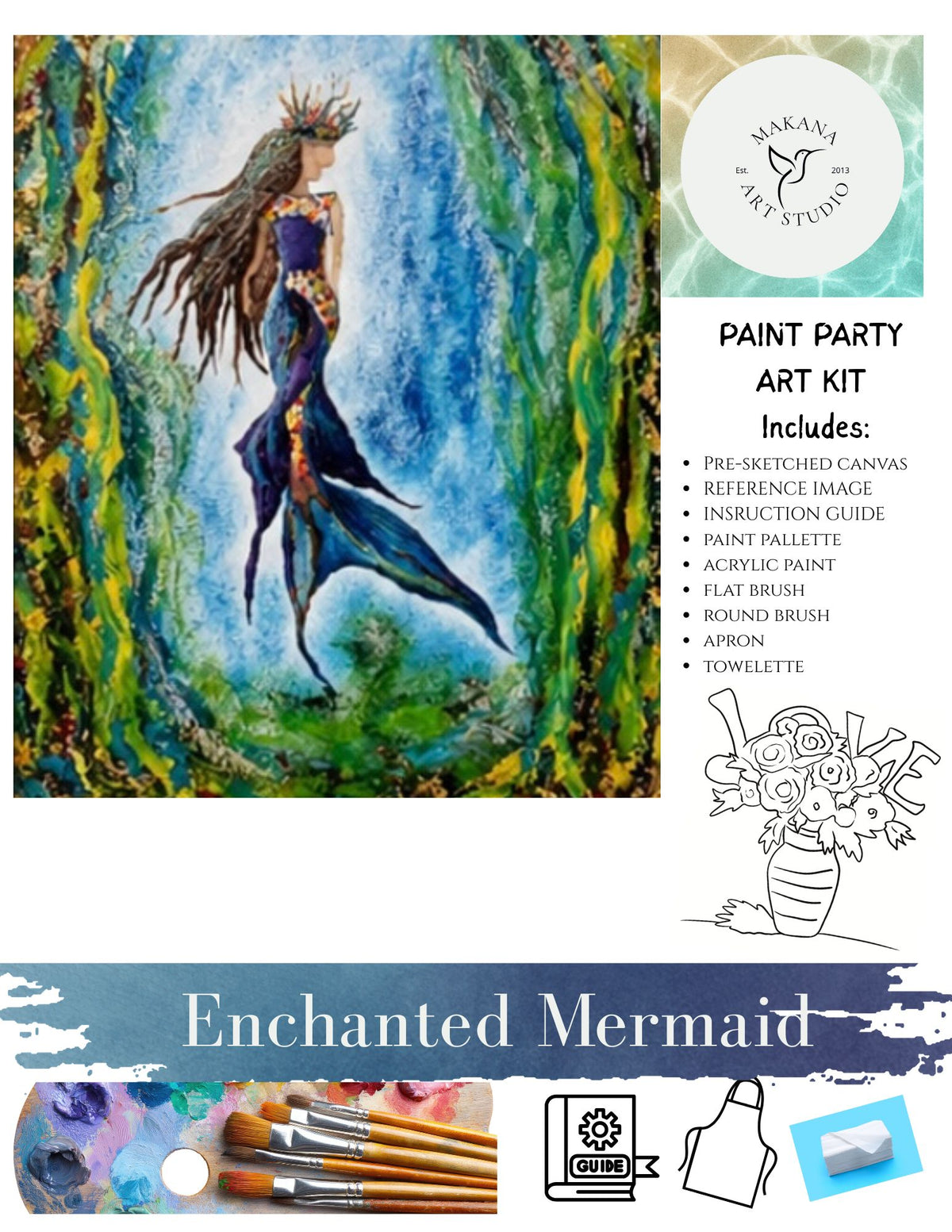 "Enchanted Mermaid" Paint & Sip Art Kit from Makana Art Studio