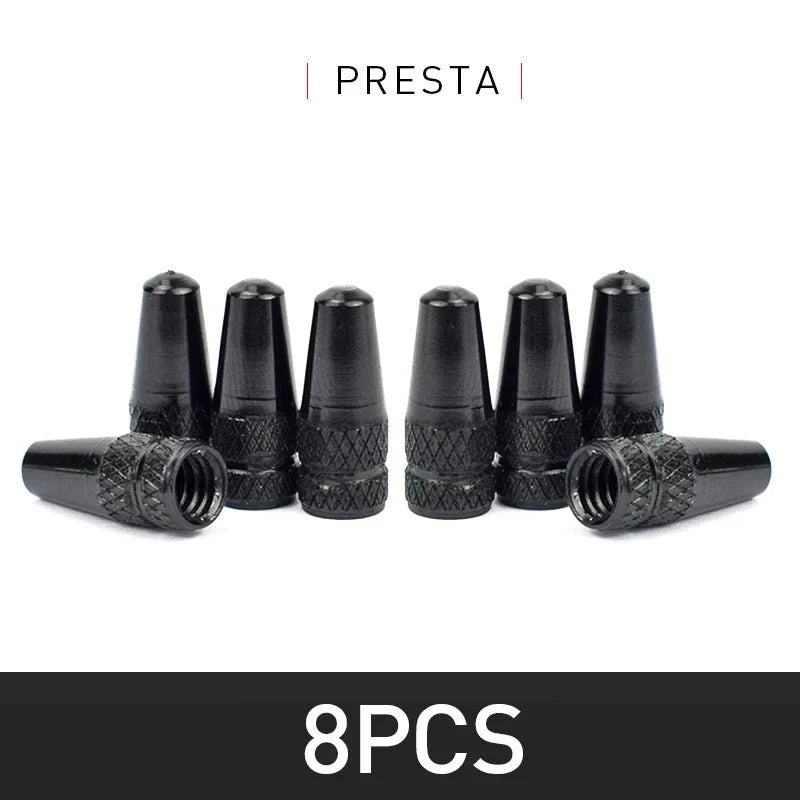 Aluminum Alloy Bike Valve Caps | 8-Piece Pack for Presta and Schrader Valves