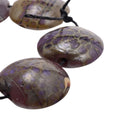 Purple Amethyst Dragon Vein Agate Style Lampwork Glass Lentil Beads 19-21mm - 7 Piece Strand