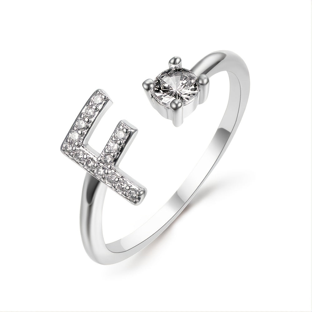 Popular Fashion Silvery AZ Letter Ring Initials Wedding Love Couple Rings Bridesmaid Gift