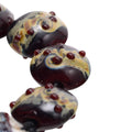 Grace Ma Lampwork Glass Beads: Dark Burgundy Gold Swirl with Silver Glitter - 10 Piece Mixed Set
