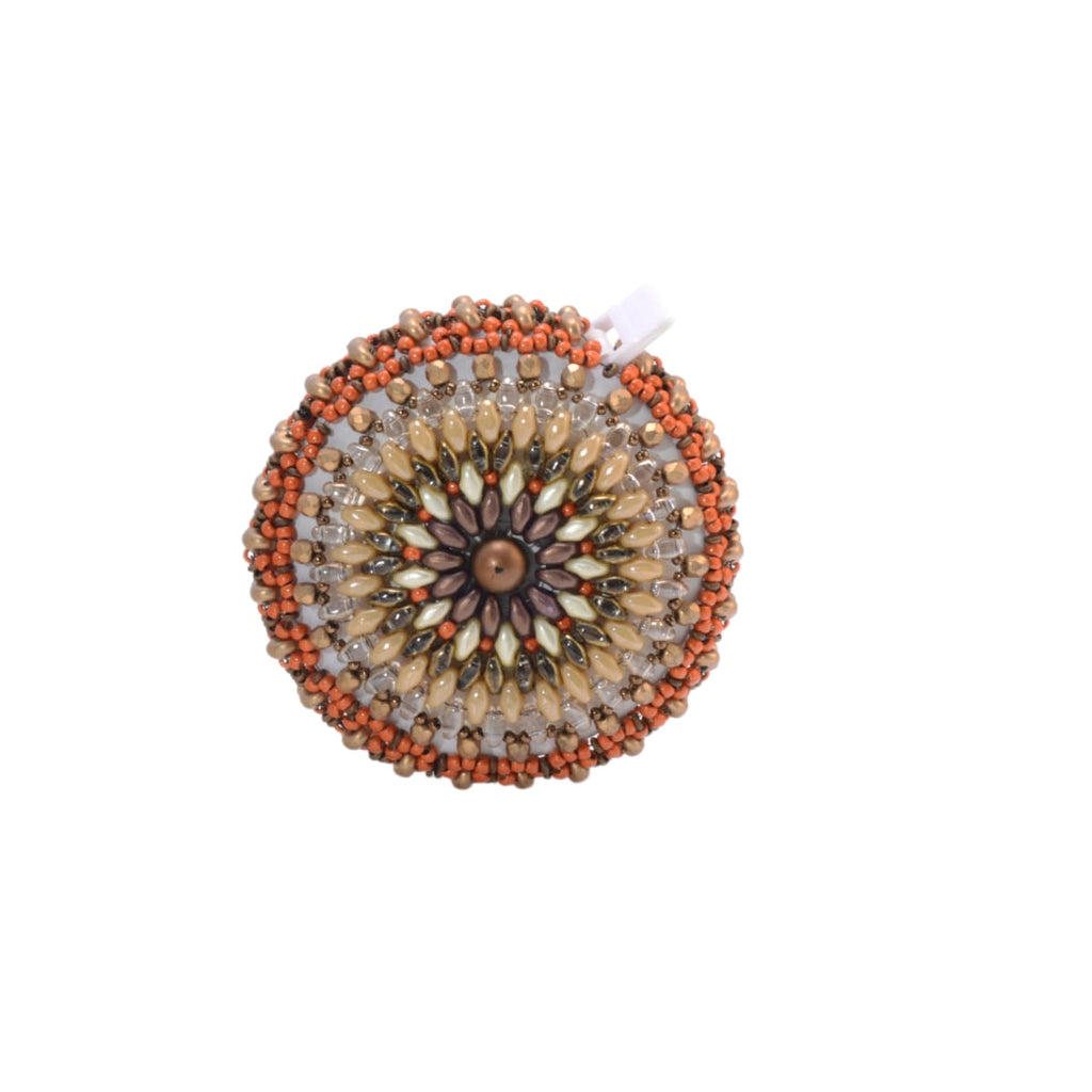 Handcrafted Beaded Tape Measure 150cm Orange Brown Gold - Functional Sewing Tool