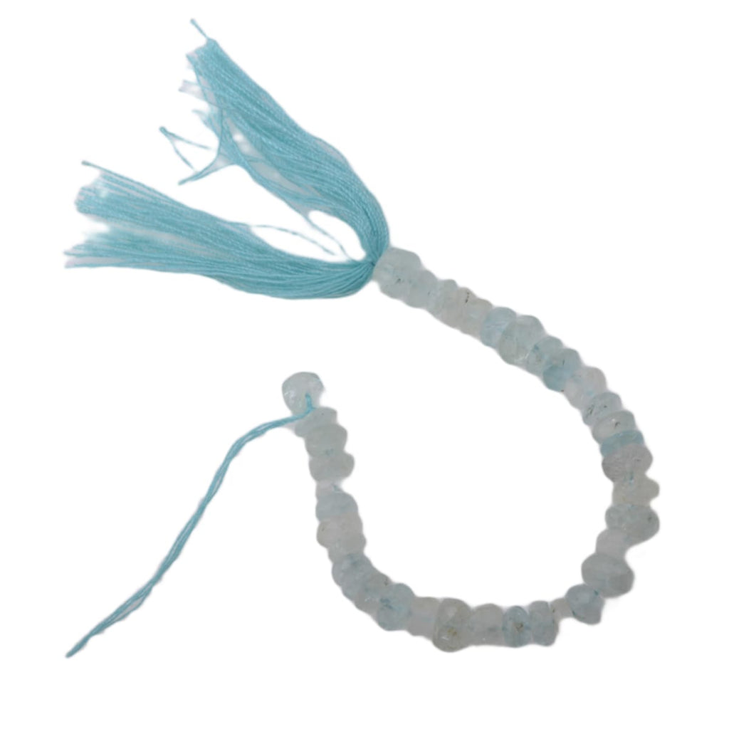 Aquamarine Faceted Rondelle Gemstone Bead Strand - 4 Inch Natural Stone