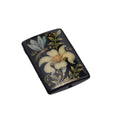Hand-Painted Glass Focal Bead Black with Cream Flower - 30x20mm Rectangular