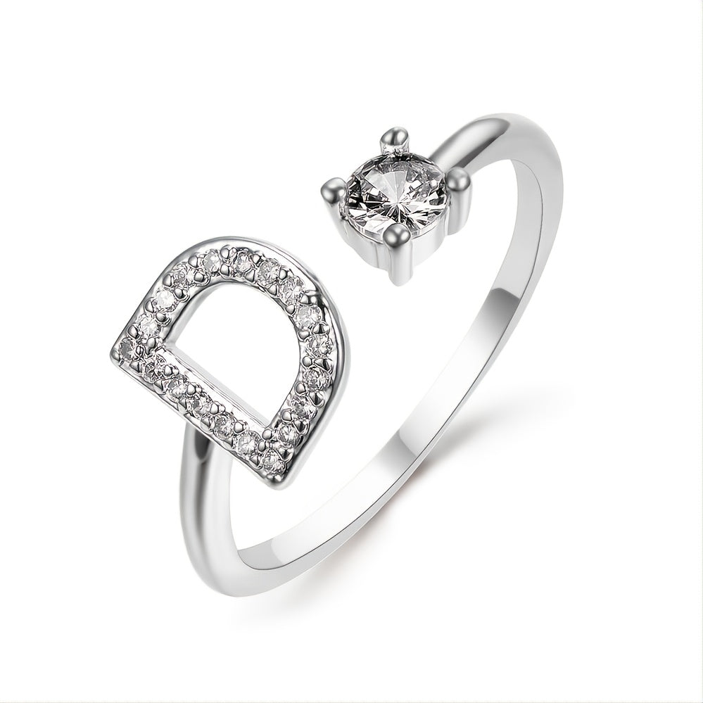 Popular Fashion Silvery AZ Letter Ring Initials Wedding Love Couple Rings Bridesmaid Gift