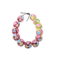 Floral Lampwork Glass Beads 12mm - Pink Green Gold Foil Strand