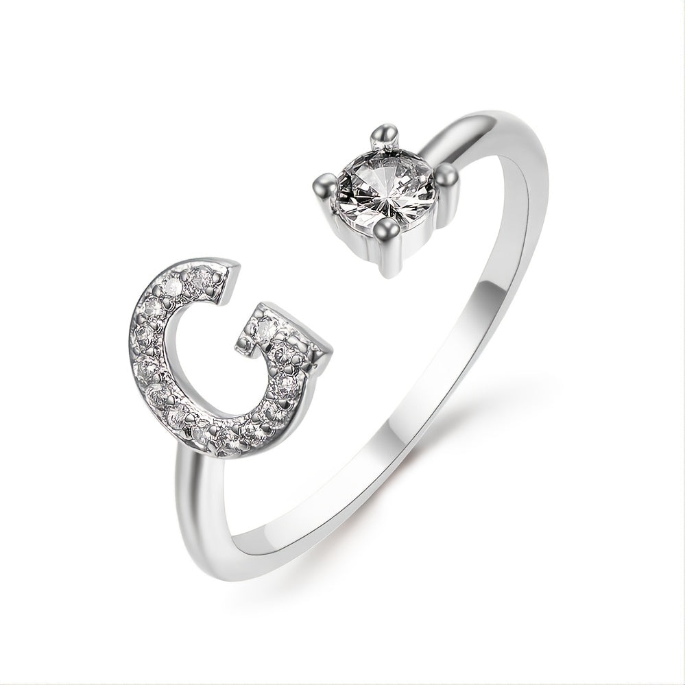 Popular Fashion Silvery AZ Letter Ring Initials Wedding Love Couple Rings Bridesmaid Gift