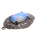 Blue Opalescent Glass Crystal Filigree Pendant 34mm - Vintage Style Statement Focal