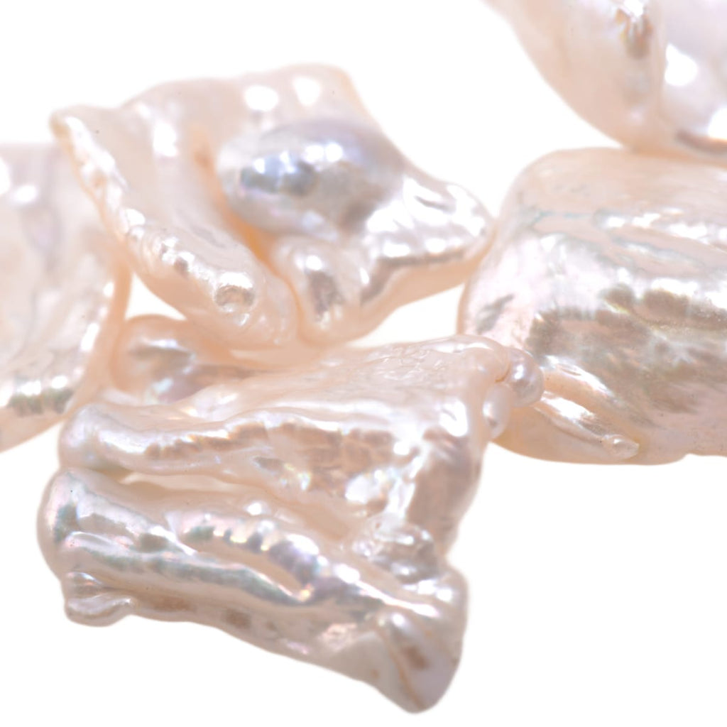 White Freshwater Keshi Pearl Strand 16in - Natural Baroque Pearl Beads