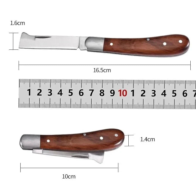 Folding Grafting Garden Knife | Professional Pruning Tool with Wooden Handle
