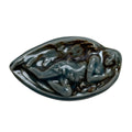 Ceramic Porcelain Sleeping Lady Focal Pendant - Gray Blue Carved Relief 47mm