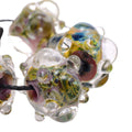 Lampwork Glass Grace Ma Bumpy Rondelle Beads - Clear Multi-Color Silver Fleck 9x14mm Borosilicate - Set of 5 Handmade Art Glass