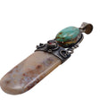 Sterling Silver Turquoise Agate Garnet Statement Pendant - Handcrafted 83mm Large Focal