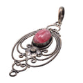 Pink Rhodochrosite Sterling Silver Ornate Filigree Pendant - 70mm Statement Focal