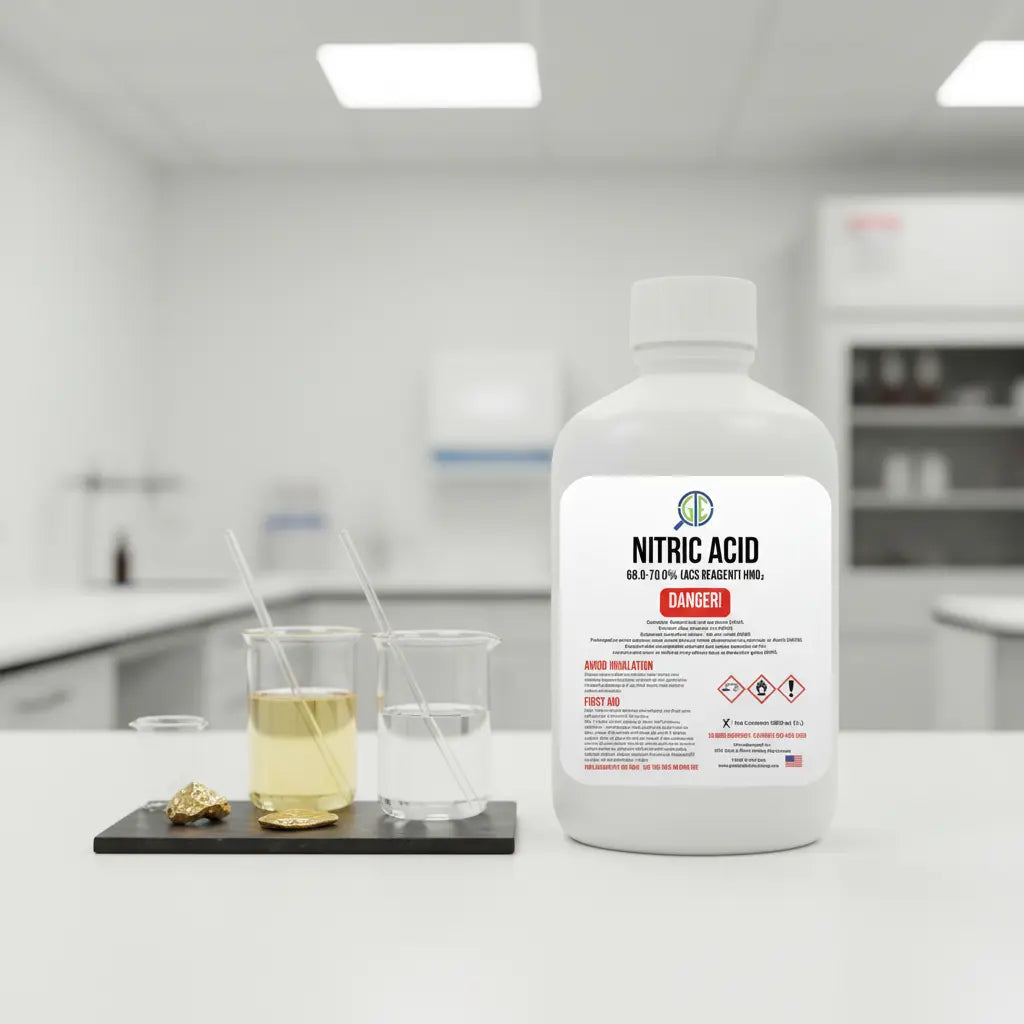 Nitric Acid 70% for Gold Refining – ACS Reagent Grade 32oz -Higher Purity Concentrated Acid for Gold Refining & Recovery